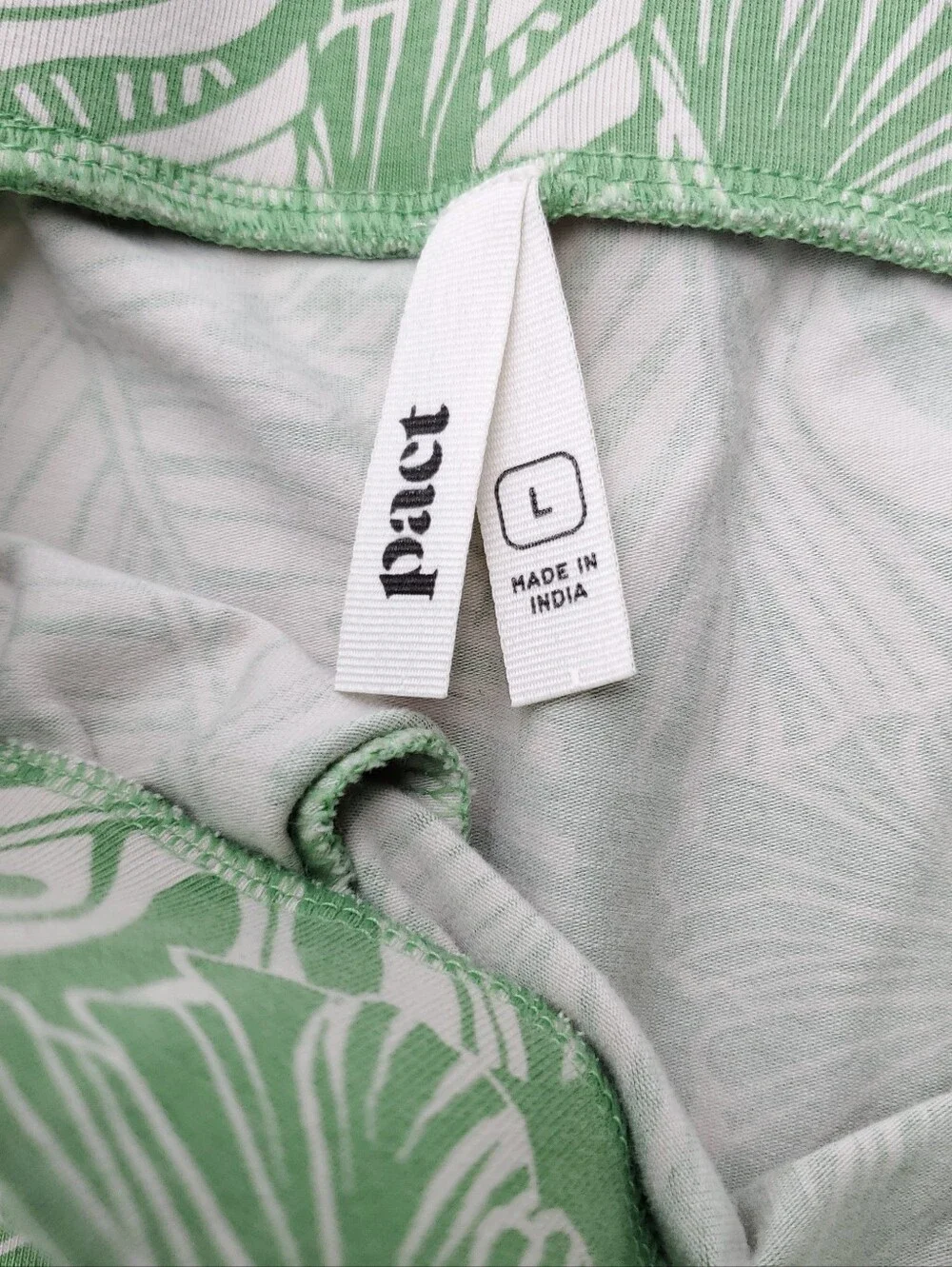 Pact Green/Cream Jade Palms Leaf Print Fit And Flare Midi Skirt Travel Size L